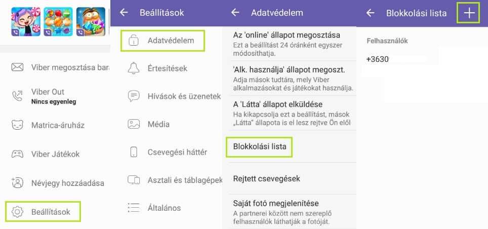 Viber blokkolási lista
